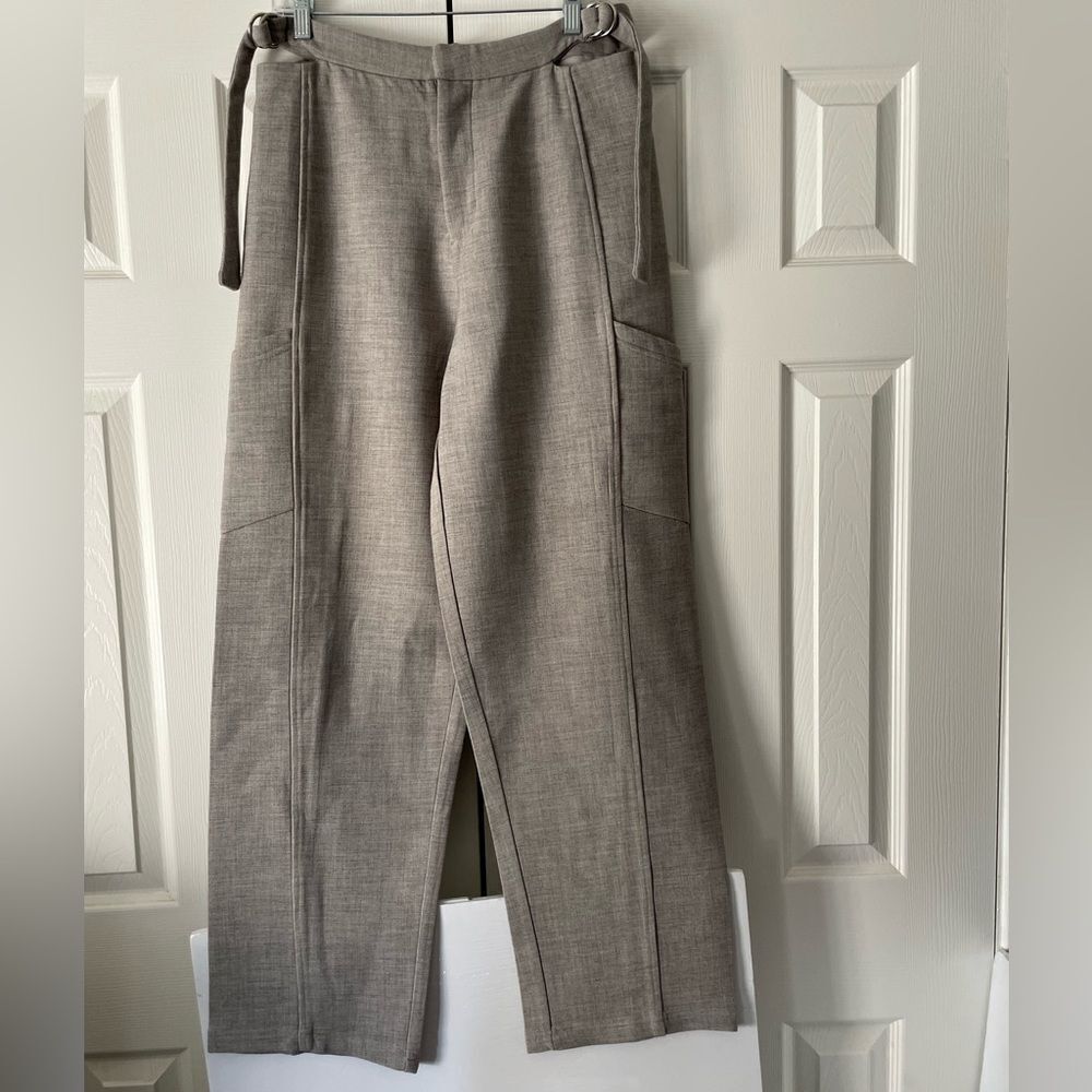 Maniere De Voir Light Gray Cargo Trousers Size 8